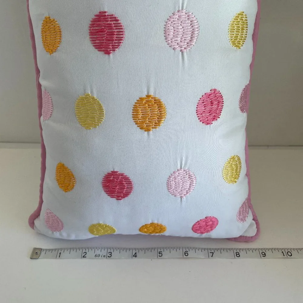 Decorative Lumbar Throw Pillow with Colorful Polka Dots & Piped Edges 18” x 10